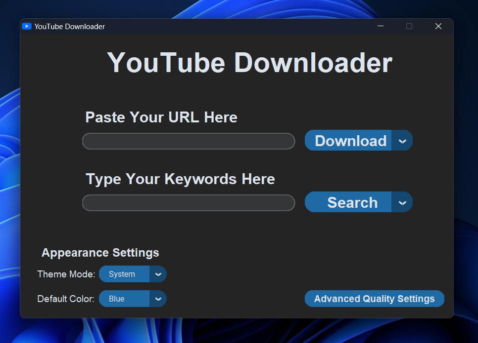 YouTube Downloader Home Screen