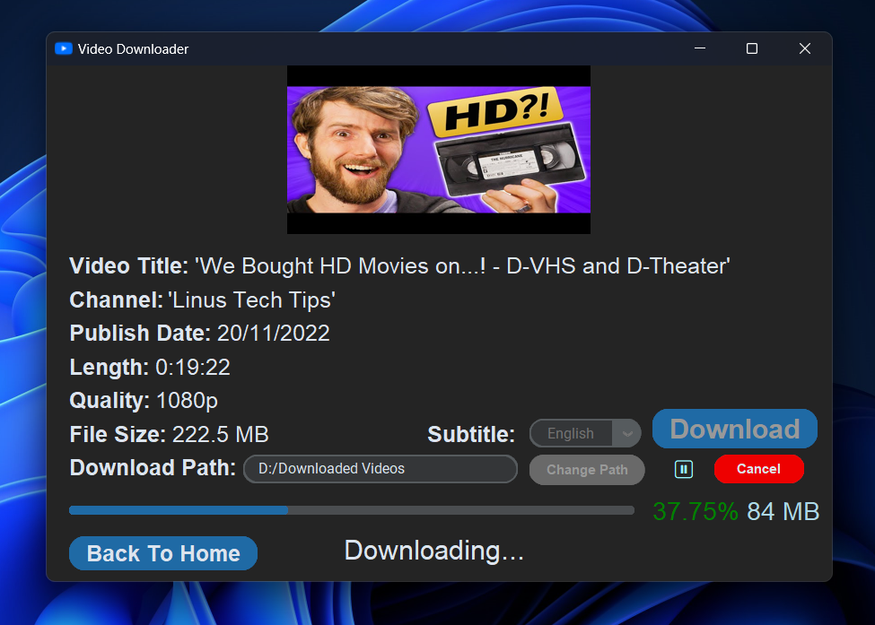 YouTube Downloader Search Results
