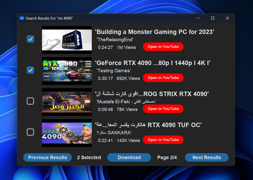 YouTube Downloader Quality Selection